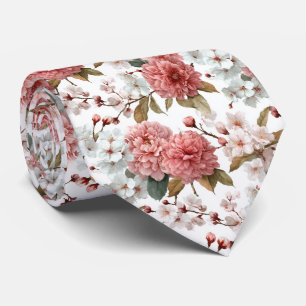 ヴィンテージ ブルッシュ ピオニーとアイボリーの花嫁衣裳 ネクタイ