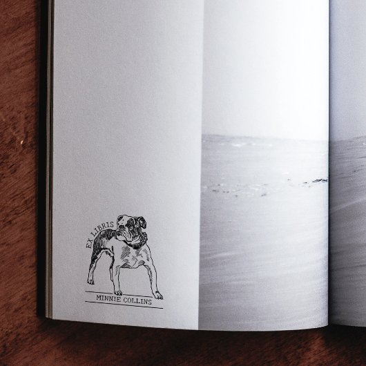 ヴィンテージ・ブルドッグ・エクス・リブリス・ライブラリー・ブック ラバースタンプ