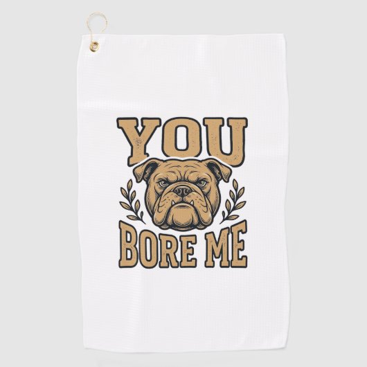 ヴィンテージ ブルドッグ 退屈 Funny Dog Design_1 ゴルフタオル (正面)