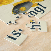 ヴィンテージ ブルーとイエローの グルーパー フィッシュ、海洋生物 ジグソーパズル (側面)