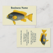 ヴィンテージ ブルーとイエローの グルーパー フィッシュ、海洋生物 名刺 (正面/裏面)