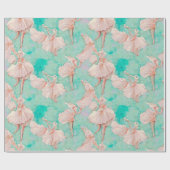 ヴィンテージ ブルーとピンクのパステルカラー Tiny Dancer プリント ラッピングペーパー (フラット)