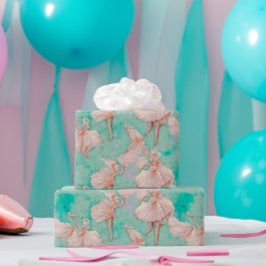 ヴィンテージ ブルーとピンクのパステルカラー Tiny Dancer プリント ラッピングペーパー