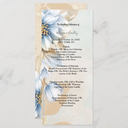 ヴィンテージ ブルーの花の式典 プログラム (正面/裏面)