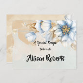 ヴィンテージ ブルーの花柄 ブライズシャワー レシピ ポストカード (正面/裏面)