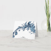 ヴィンテージ ブルーの花 パステルイエローの感謝カード サンキューカード (裏面)