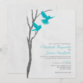 ヴィンテージ ブルーバードのウェディング 招待状 (正面/裏面)