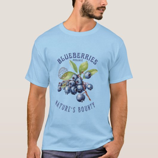ヴィンテージ ブルーベリー – ボタニカル フルーツ Tシャツ (正面)