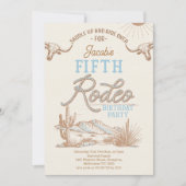 ヴィンテージ ブルーボーイズ ファーストロデオ 5歳の誕生日 招待状 (正面)