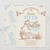 ヴィンテージ ブルーボーイズ ファーストロデオ 5歳の誕生日 招待状 (正面/裏面)