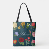 ヴィンテージ・ブルーム 黒の花柄 ダークボタニカル トートバッグ (裏面)