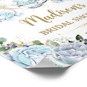 ヴィンテージ ブルーローズ プリンセス コーチ ブライダルシャワー ポスター (角)