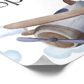 ヴィンテージ ブルー飛行機 荷物預かりパーティー看板 ポスター (角)