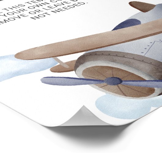 ヴィンテージ ブルー飛行機 誕生日パーティー オーダーメイド サイン (角)