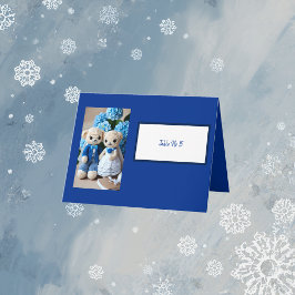 ヴィンテージ ブルー かぎ針編み カップル テーブル ナンバー カード