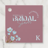 ヴィンテージ ブルー ウォーターカラー フローラル ブライダル シャワー フェイバータグ (正面)