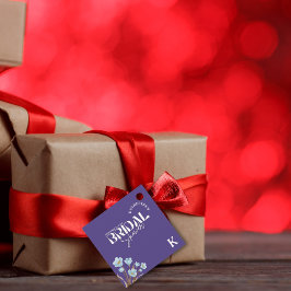 ヴィンテージ ブルー ウォーターカラー フローラル ブライダル シャワー フェイバータグ