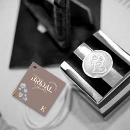 ヴィンテージ ブルー ウォーターカラー フローラル ブライダル シャワー フェイバータグ