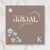 ヴィンテージ ブルー ウォーターカラー フローラル ブライダル シャワー フェイバータグ (正面)