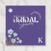 ヴィンテージ ブルー ウォーターカラー フローラル ブライダル シャワー フェイバータグ (正面)