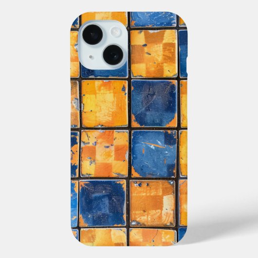 ヴィンテージ ブルー オレンジ チェッカーボード スマホケース Case-Mate iPhoneケース (裏面)