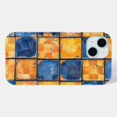 ヴィンテージ ブルー オレンジ チェッカーボード スマホケース Case-Mate iPhoneケース (裏面 (横))