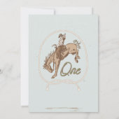 ヴィンテージ ブルー グリーン バッカルー ウエスタン 1歳の誕生日 招待状 (裏面)