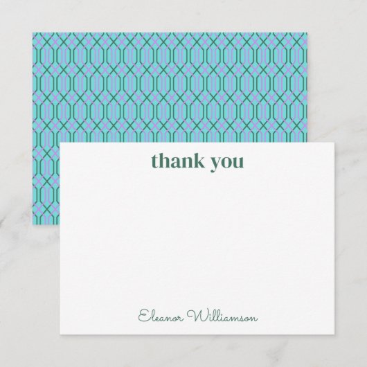 ヴィンテージ ブルー グリーン ブライダル シャワー オーダーメイド サンクス サンキューカード (正面/裏面)