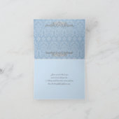 ヴィンテージ ブルー、グレー ダマスク お礼のカード サンキューカード (内部)