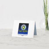 ヴィンテージ ブルー、グレー ダマスク お礼のカード サンキューカード (裏面)