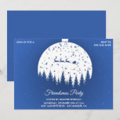 ヴィンテージ ブルー サンタのそり Friendsmas への招待状 招待状 (正面/裏面)