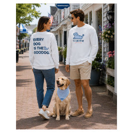 ヴィンテージ ブルー シアサッカー 笑顔の犬のシルエット Tシャツ