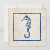 ヴィンテージ ブルー シーホース ビーチ ウェディング 招待状 (裏面)