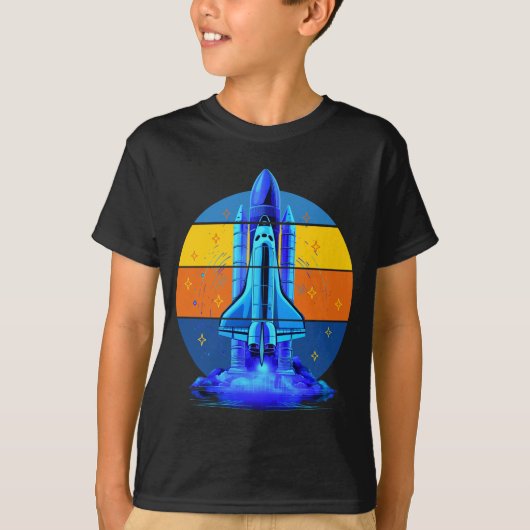 ヴィンテージ ブルー スペースシャトル 宇宙船 Tシャツ (正面)