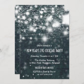 ヴィンテージ·ブルー·ダマスク大晦日パーティースターズ 招待状 (正面/裏面)