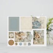 ヴィンテージ ブルー ダマスク パターン - 4枚のうち2枚 (スタンド正面)