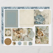 ヴィンテージ ブルー ダマスク パターン - 4枚のうち2枚 (正面/裏面)