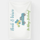 ヴィンテージ·ブルー·トラック·ドライブ·バイ·バースデー·パーティー·ホンク 横断幕 (縦)