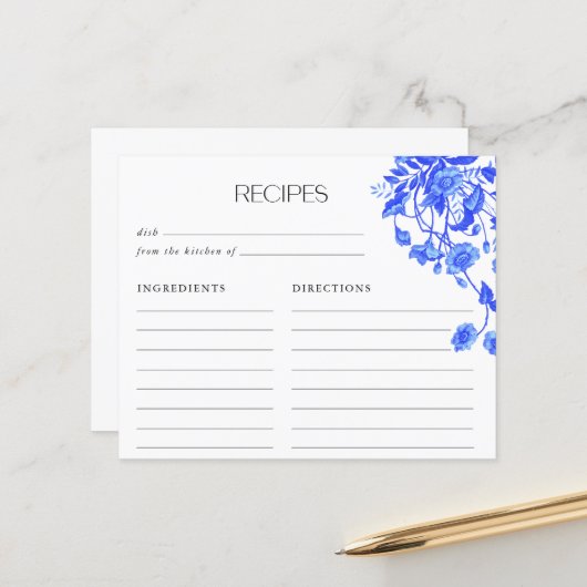 ヴィンテージ ブルー トワール フラワーブライダルシャワー レシピ (正面/裏面インサイチュ)