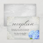 ヴィンテージ ブルー ハイドランジア フラワー ホワイト レース 披露宴のご案内 招待状 (正面/裏面)