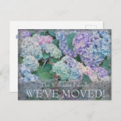 ヴィンテージ ブルー ハイドランジア 花柄 転居案内 ポストカード (正面/裏面)