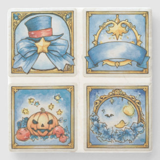 ヴィンテージ ブルー ハロウィン ストーリーブック ストーンコースター