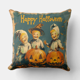 ヴィンテージ ブルー ハロウィン リバーシブル サイコロ枕 クッション