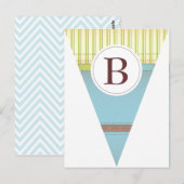 ヴィンテージ ブルー パーティ フラグ バンティング バナー ポストカード (正面/裏面)