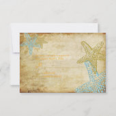 ヴィンテージ ブルー ヒトデ 結婚式招待状 出欠カード (裏面)