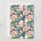 ヴィンテージ ブルー ピンク フラワー キンセアニエラ 誕生日 招待状 (裏面)