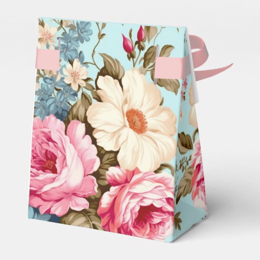 ヴィンテージ ブルー ピンク フローラル ガーデン フェイバーボックス (裏面サイド)