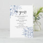 ヴィンテージ ブルー フラワーの50周年結婚記念日 招待状 (スタンド正面)