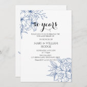ヴィンテージ ブルー フラワーの50周年結婚記念日 招待状 (正面/裏面)