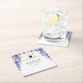 ヴィンテージ ブルー フラワーズ ブリッジトン ウェディング シャワー スクエアペーパーコースター (インサイチュ)